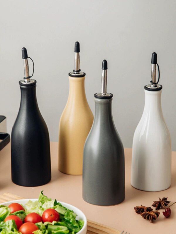 세라믹 오일 냄비 걸림 방지 및 누출 방지 땅콩 유채씨 오일 병 가정용 주방 고온 방지 간장 식초 병 오일 병 세트
