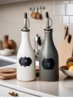 세라믹 오일 냄비 걸림 방지 및 누출 방지 땅콩 유채씨 오일 병 가정용 주방 고온 방지 간장 식초 병 오일 병 세트 - 이미지 2