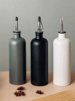 세라믹 오일 냄비 걸림 방지 및 누출 방지 땅콩 유채씨 오일 병 가정용 주방 고온 방지 간장 식초 병 오일 병 세트 - 이미지 4