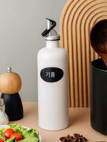 세라믹 오일 냄비 걸림 방지 및 누출 방지 땅콩 유채씨 오일 병 가정용 주방 고온 방지 간장 식초 병 오일 병 세트 - 이미지 5