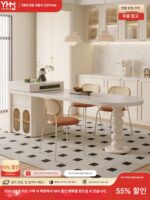 2023년 신형 가이드 테이블 플러스 식탁 통합형 가정용 접이식 견고한 나무 프랑스 크림 스타일 주방 플러시 센터 아일랜드