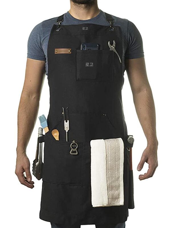 미국 캔버스 앞치마 작업복 남성용 야외 정원사 주방 바베큐 특별 매점 청소년 맞춤형 로고