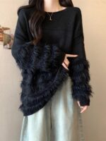 올해 봄, 가을 여성들에게 인기 있는 아름다운 스웨터, 뚱뚱한 여성을 위한 큰 사이즈, 슬리밍, 고급 디자인, 술 장식 니트 스웨터 상의 - 이미지 2