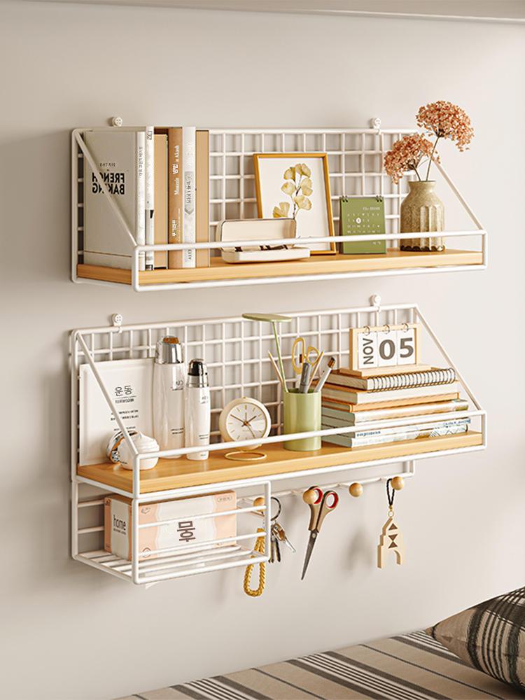 main_753998466365_0 견고한 원목 벽걸이 책장 벽걸이형 원줄보드 크리에이티브 장식선반 벽펀치프리 라이트캣선반 - 이미지 1