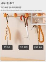 견고한 원목 벽걸이 책장 벽걸이형 원줄보드 크리에이티브 장식선반 벽펀치프리 라이트캣선반 - 이미지 4