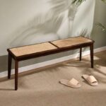 찬디가르 의자 라탄 롱 벤치 홈 솔리드 우드 다이닝 의자 일본식 통나무 롱 벤치 침대 끝 벤치 신발 벤치