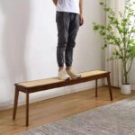 찬디가르 의자 라탄 롱 벤치 홈 솔리드 우드 다이닝 의자 일본식 통나무 롱 벤치 침대 끝 벤치 신발 벤치 - 이미지 3