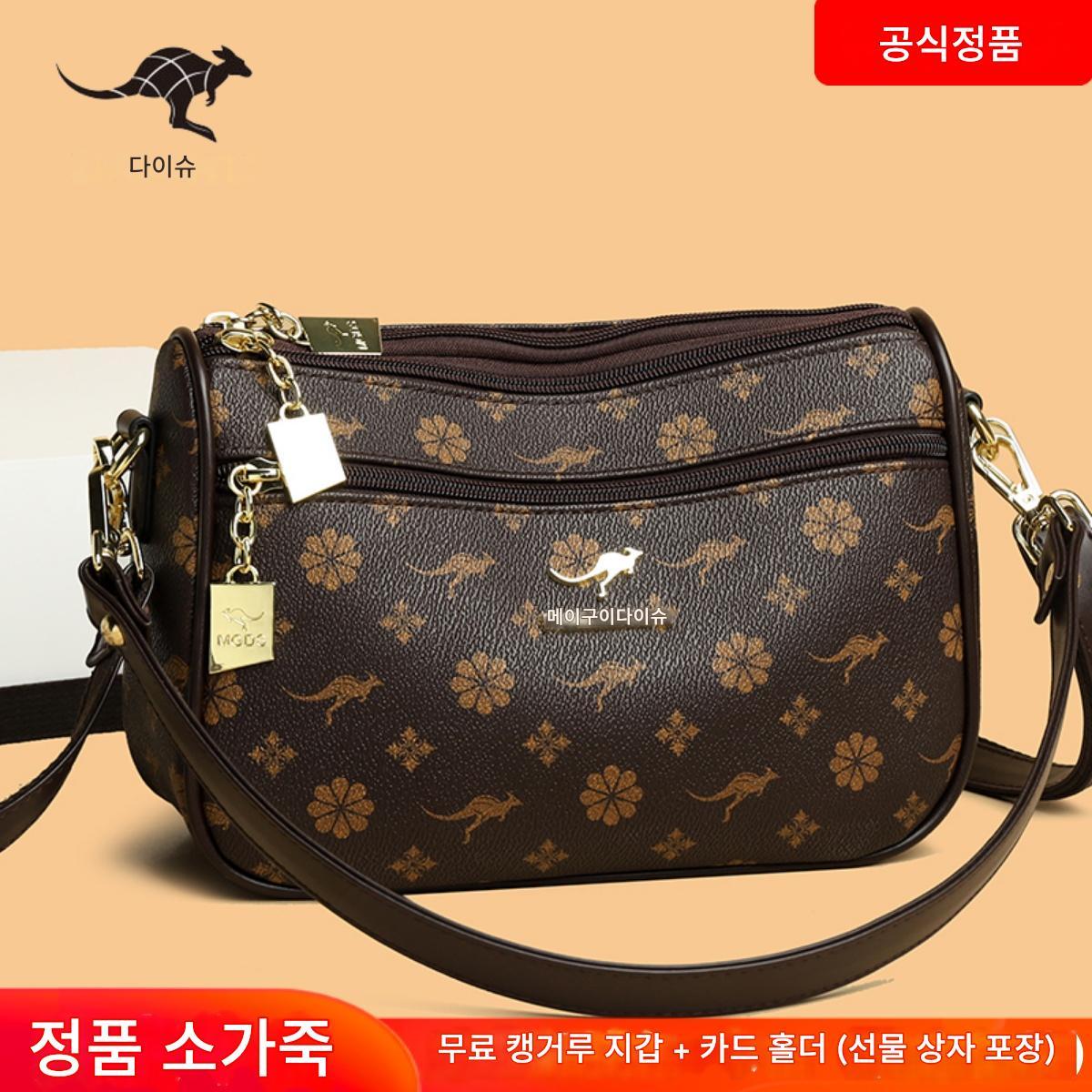 main_754809408531_0 캥거루 여성 가방 정품 가죽 숄더 메신저 가방 2025 새로운 복고풍 스타일 중년 어머니 가방 부드러운 가죽 작은 가방 - 이미지 1