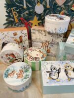 유럽 ​​디자이너가 직접 그린 나무 수납함, 따뜻한 휴일 테마 새해 크리스마스 선물