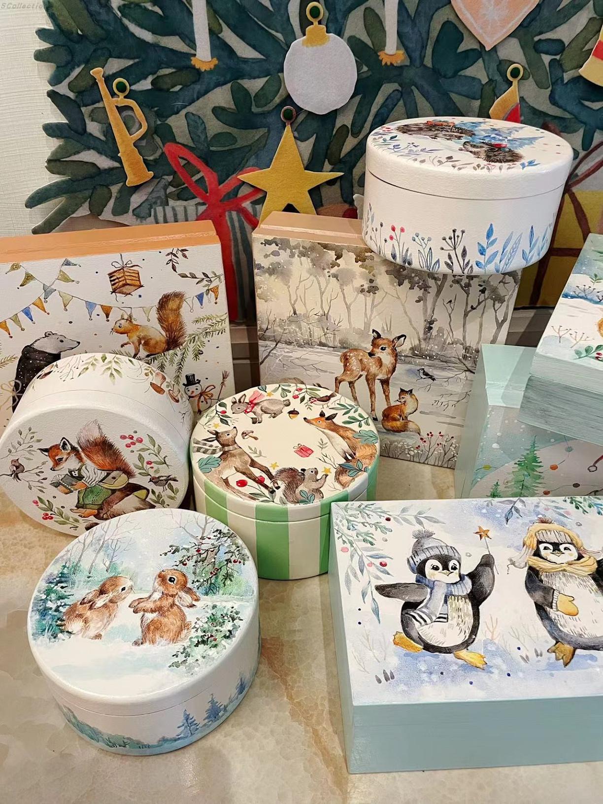 main_757173911412_0 유럽 디자이너가 직접 그린 나무 수납함, 따뜻한 휴일 테마 새해 크리스마스 선물 - 이미지 1