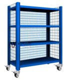 바퀴 달린 선반, 격자가 있는 컨테이너, 견고한 두꺼운 창고 보관, 이동식 랙, 다층 가정용 조정