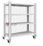 바퀴 달린 선반, 격자가 있는 컨테이너, 견고한 두꺼운 창고 보관, 이동식 랙, 다층 가정용 조정 - 이미지 3