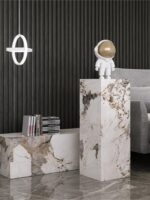 가볍고 고급스러운 암석 접시 꽃꽂이 거실 돌 테이블 기둥 기둥 현관 바닥 장식 장식품 조각품 전시 테이블 - 이미지 2