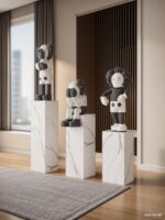 가볍고 고급스러운 암석 접시 꽃꽂이 거실 돌 테이블 기둥 기둥 현관 바닥 장식 장식품 조각품 전시 테이블 - 이미지 3