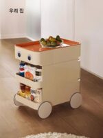 이동식 소파 사이드 캐비닛 소형 커피 테이블 발코니 거실 간식 카트 테이블 소형 아파트 침대 옆 아트 사이드 테이블 - 이미지 5