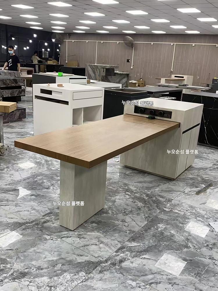 main_760258814723_0 로그 스타일 록 보드 아일랜드 테이블 다이닝 테이블 통합 목재 그레인 록 보드 전위 바 테이블 트라버틴 록 보드 서프라이즈 스타일 - 이미지 1