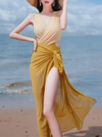 샤오홍슈가 추천하는 섹시 비키니 수영복 여성 원피스 2025 신스타일 배 가리고 슬리밍 온천 수영복 - 이미지 3