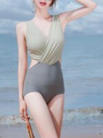 샤오홍슈가 추천하는 섹시 비키니 수영복 여성 원피스 2025 신스타일 배 가리고 슬리밍 온천 수영복 - 이미지 5