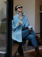 쇼핑몰에서 2025년 초봄 신상품을 출시하기 위해 카운터를 없앴습니다. 올해 인기 있는 핫 스타일은 독특하고 디자인도 아주 좋습니다. 파란색 셔츠도 정말 예쁘네요. - 이미지 2