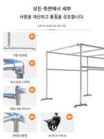 아연도금 두껍게 한 강관 야외용 바닥형 옷 건조대 야외 방풍 옷 건조대 발코니 지붕 대형 옷 건조대 - 이미지 4