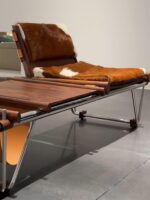 소가죽 벤치 정품가죽 중고 바우하우스 서적 및 신문 커피 홈 스테인리스 스틸 이탈리아 디자이너 - 이미지 2