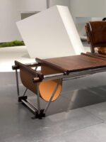 소가죽 벤치 정품가죽 중고 바우하우스 서적 및 신문 커피 홈 스테인리스 스틸 이탈리아 디자이너 - 이미지 3