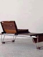 소가죽 벤치 정품가죽 중고 바우하우스 서적 및 신문 커피 홈 스테인리스 스틸 이탈리아 디자이너 - 이미지 5