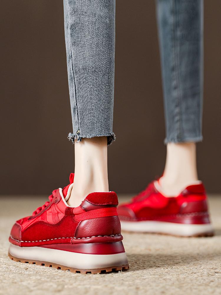 main_772892168654_0 봄철 인기 소프트솔 슈퍼핫 레드 포레스트 검프 여성용 슈즈 2025년 신상 두꺼운 솔 높이가 있는 여행용 스포츠 아빠 슈즈 - 이미지 1