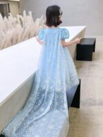 엘사 공주 드레스 봄과 가을 여아용 새로운 아이샤 디즈니 오리지널 트레일링 어린이 생일 아이샤 여아용 드레스 - 이미지 4