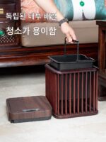 견고한 목재 지능형 유도 쓰레기통 고급 가정 신 중국식 빌라 거실 침실 티룸 사무실 대용량 - 이미지 4