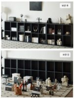 싱글 책장 자유 조합 격자 캐비닛 블랙 심플 모던 계단 수납 캐비닛 모듈 로우 캐비닛 디스플레이 캐비닛 - 이미지 3