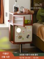 Sanye House/Square Inch 회전 사이드 캐비닛 솔리드 우드 레트로 소파 사이드 테이블 침대 옆 벽 코너 코너 캐비닛 책꽂이