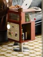 Sanye House/Square Inch 회전 사이드 캐비닛 솔리드 우드 레트로 소파 사이드 테이블 침대 옆 벽 코너 코너 캐비닛 책꽂이 - 이미지 2