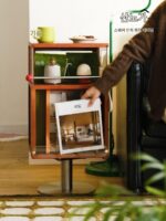 Sanye House/Square Inch 회전 사이드 캐비닛 솔리드 우드 레트로 소파 사이드 테이블 침대 옆 벽 코너 코너 캐비닛 책꽂이 - 이미지 3