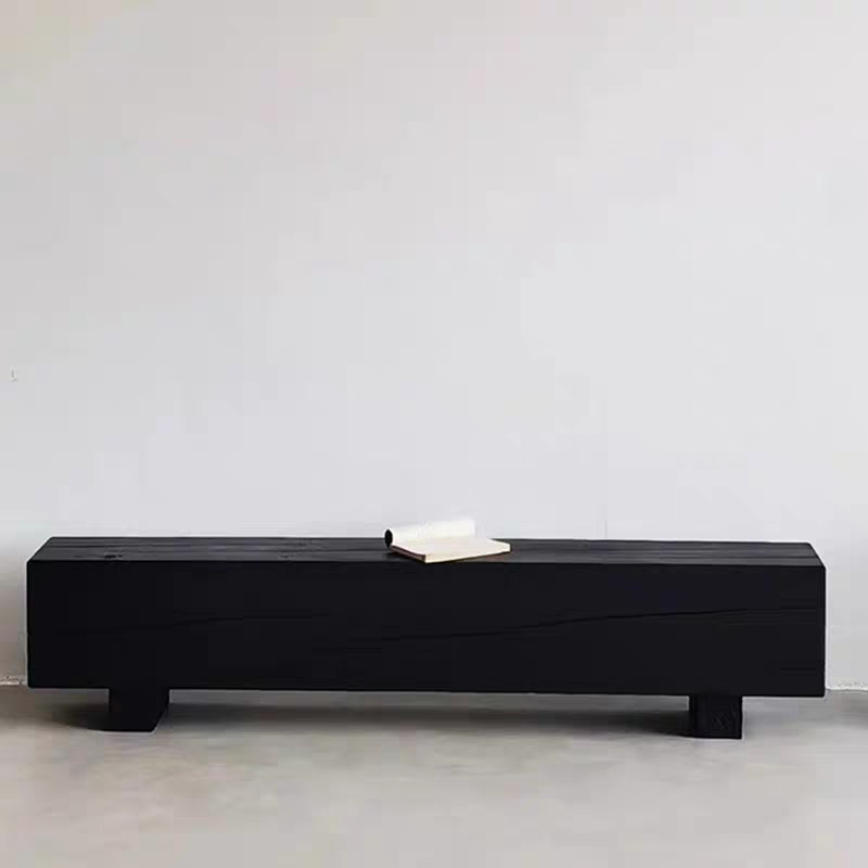 main_794979722239_0 북유럽 디자인 탄화 블랙 원목 롱 벤치 홈스테이 장식 크리에이티브 레스트 전체 나무 부두 신발 벤치 나무 벤치 - 이미지 1