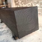 북유럽 디자인 탄화 블랙 원목 롱 벤치 홈스테이 장식 크리에이티브 레스트 전체 나무 부두 신발 벤치 나무 벤치 - 이미지 3