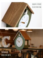 Duodijia 단단한 나무 뻐꾸기 시간 벽시계 거실 시계 벽걸이 창의적인 새 뻐꾸기 시계 중세 진자 시계 새 - 이미지 3