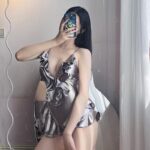 란게치 고급 새틴 우드 이어 다이아몬드 블라우스 슬리밍 배 커버 모인 홀리데이 온천 원피스 수영복 여성 - 이미지 5