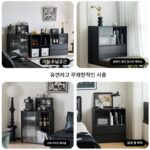 책장 모듈식 조합 캐비닛 블랙 홈 스토리지 캐비닛 잡지 캐비닛 거실 TV 조합 캐비닛 다이닝 사이드 캐비닛 - 이미지 2