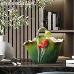 새로운 중국 스타일 에나멜 세라믹 젓가락 튜브 식기 숟가락 보관 상자 가정용 이중 튜브 젓가락 홀더 원래 연꽃 잎 젓가락 케이지 - 이미지 4