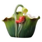 새로운 중국 스타일 에나멜 세라믹 젓가락 튜브 식기 숟가락 보관 상자 가정용 이중 튜브 젓가락 홀더 원래 연꽃 잎 젓가락 케이지 - 이미지 5