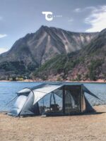 도쿄 크래프트 윙포트 야외 캠핑 윙 터널 텐트 가족 거실 (내부 텐트 포함)