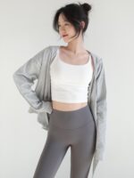 롤링 요가 재킷 여성용 루즈 후드 스트랩 스포츠 상의 고급 가을 레이스업 피트니스 의류 - 이미지 3