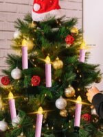 크리스마스 마카롱 컬러 장식 원격 제어 시뮬레이션 전자 촛불 램프 가족 촛불 생일 결혼식 분위기 램프 - 이미지 3