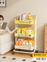 소형 트롤리 랙 간식 보관 랙 거실 주방 욕실 대용량 이동식 다층 바닥 보관 랙 - 이미지 3