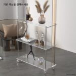 인스 스타일 아크릴 트롤리 거실 사이드 테이블 이동식 주방 가정 수납 선반 바닥 선반