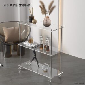 인스 스타일 아크릴 트롤리 거실 사이드 테이블 이동식 주방 가정 수납 선반 바닥 선반