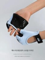 golovejoy 스포츠 피트니스 장갑 굳은살 방지 여성용 장비 트레이닝 아이언 케틀벨 요가 하프 핑거 미끄럼 방지 - 이미지 2