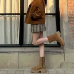 UGG 카운터 스트레이트 헤어 여성용 편안하고 세련된 웨지 힐 두꺼운 바닥 인어 펜슬 미드 튜브 스노우 부츠 1158313 - 이미지 2