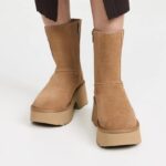 UGG 카운터 스트레이트 헤어 여성용 편안하고 세련된 웨지 힐 두꺼운 바닥 인어 펜슬 미드 튜브 스노우 부츠 1158313 - 이미지 4